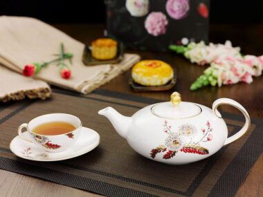 Bộ Ấm Chén uống trà Minh Long cao cấp Elip Anna Thiên Kim 0.47L