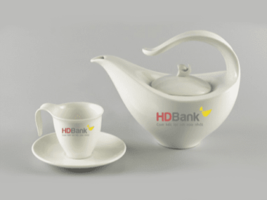 Bộ Ấm chén Minh Long quà tặng 0.45 L Anh Vũ Trắng Giá In Logo quà tặng HDBank chính hãng