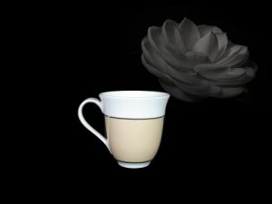 Ca trà sứ Trà Minh Long sọc 0.4 L Camelia Cafe sữa trắng