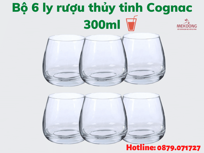 Bộ 6 ly rượu thủy tinh Cognac 300ml