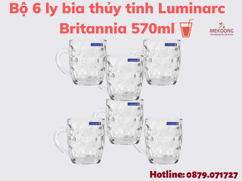Bộ 6 ly bia thủy tinh Luminarc Britannia 570ml