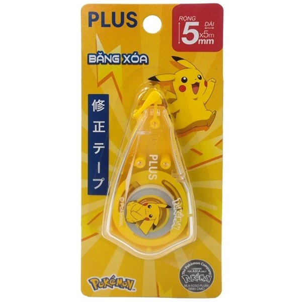 Xóa Kéo 5 mm x 5 m - Plus A Pokemon Plus-100-V001 - Màu Vàng 