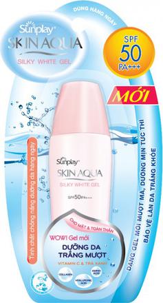 Sunplay Skin Aqua Silky White Gel SPF50, PA+++ dưỡng trắng