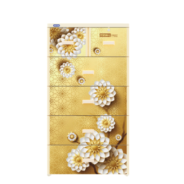Tủ Nhựa Mina L No.915 5 tầng 6  hộc Hoa Trắng Vàng Duy Tân