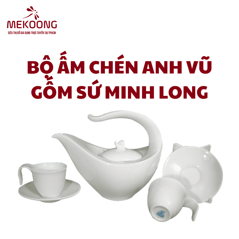Bộ Ấm Chén uống trà Minh Long Jasmine Viền Chỉ Vàng 0,3L