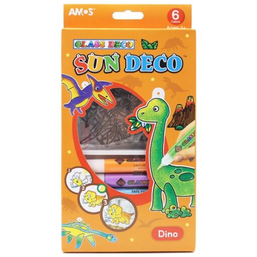 Bộ Màu Vẽ Trang Trí Trên Kính Sun Deco - Amos SD10P6-D - Dino cao cấp