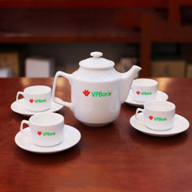 Bộ trà Minh Long quà tặng 0.7 L Jasmine Trắng In Logo quà tặng VP Bank HG Chất Lượng