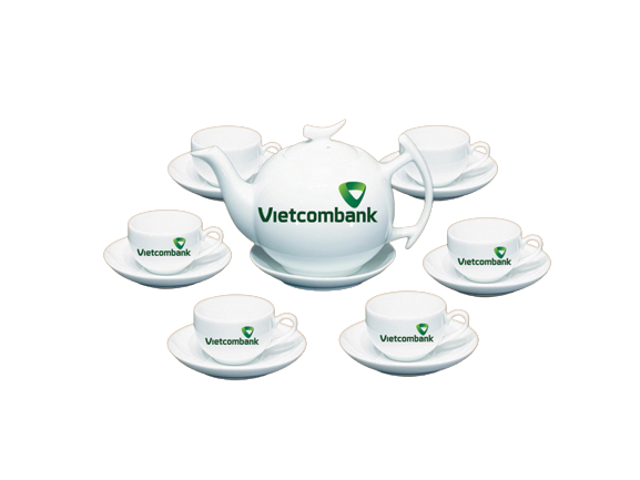 Quà Bảo Hiểm Bộ Ấm Chén In Logo Vietcombank