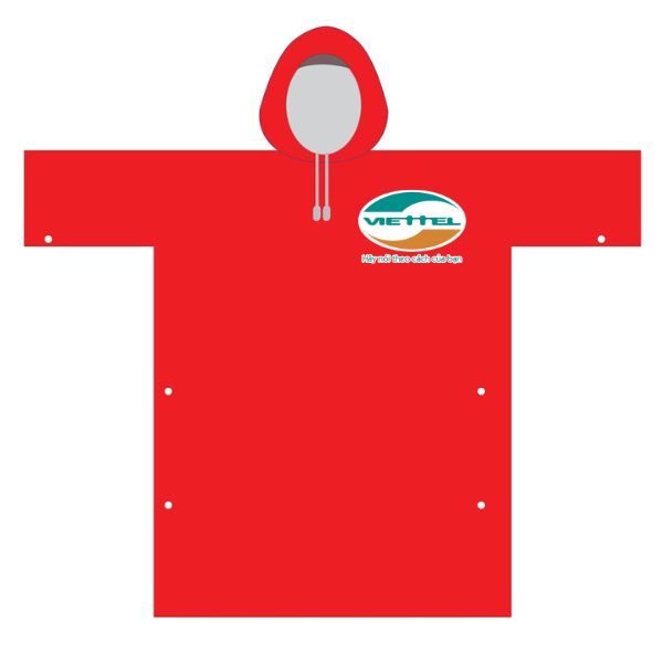 Áo mưa màu đỏ in logo Viettel