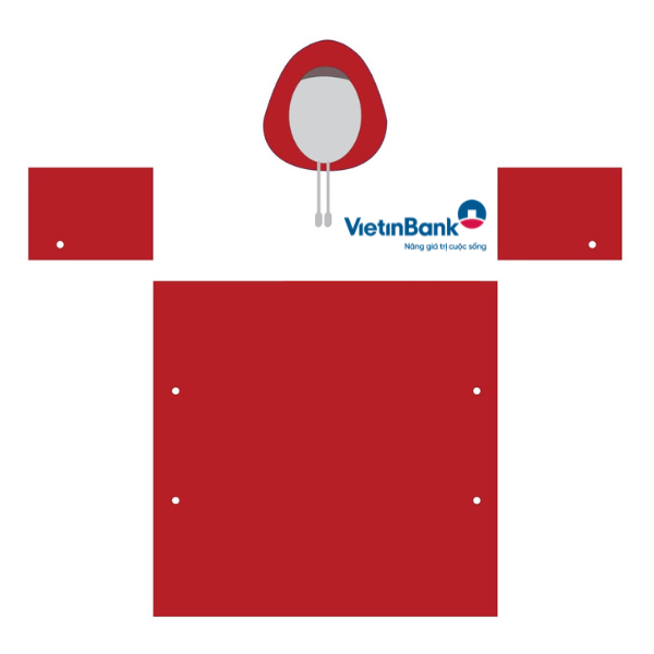 Áo mưa màu đỏ trắng in logo VietinBank