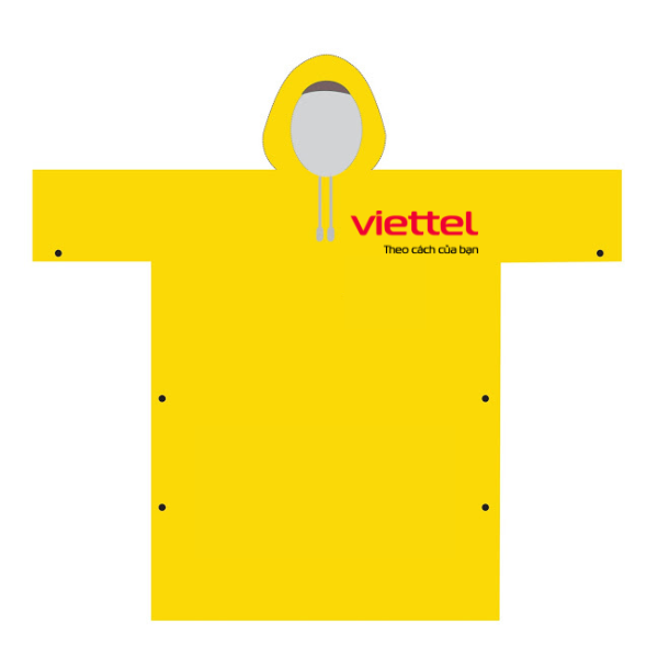 Áo mưa màu vàng in logo Viettel