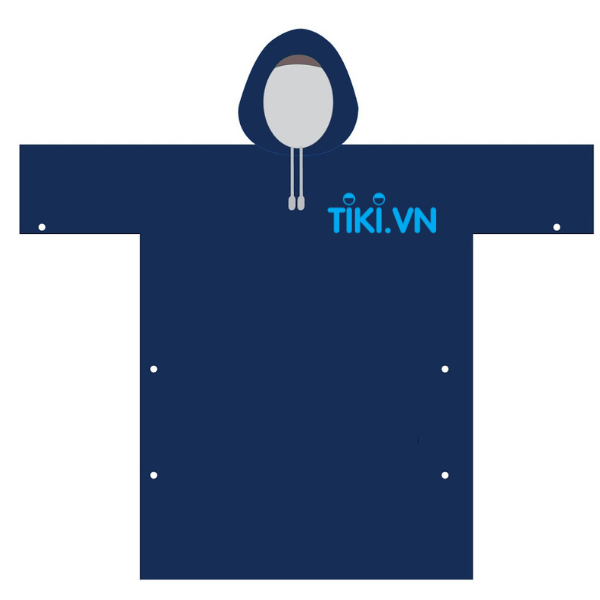 Áo mưa màu xanh dương in logo Tiki