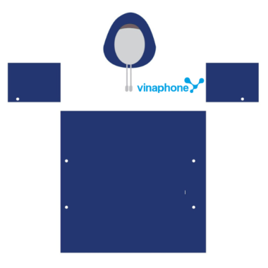 Áo mưa màu xanh dương-trắng in logo Vinaphone MK