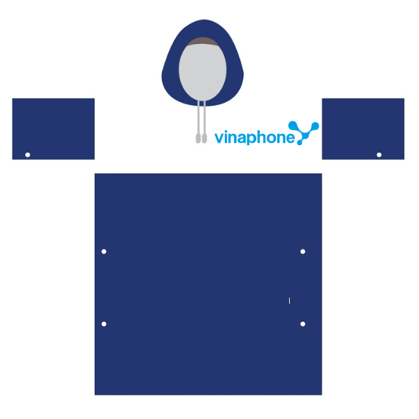 Áo mưa màu xanh dương-trắng in logo Vinaphone