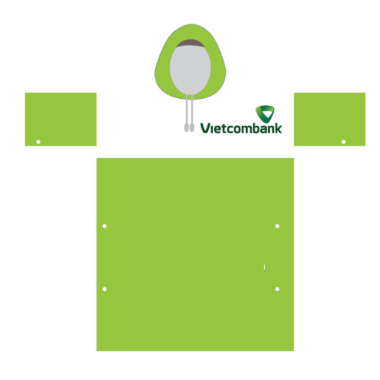 Áo mưa màu xanh lá cây in logo Vietcombank MK
