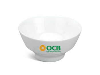 Chén Sứ Ăn Cơm Minh Long quà tặng Loa Kèn – Trắng In Logo quà tặng OCB Bank HG