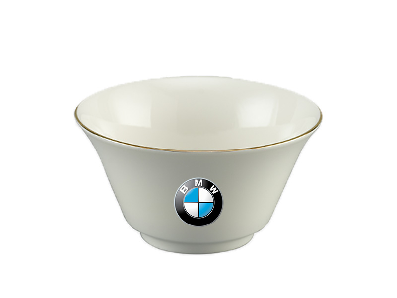 Chén Sứ Ăn Cơm Minh Long Tulip Ngà – Chỉ Vàng In Logo BMW