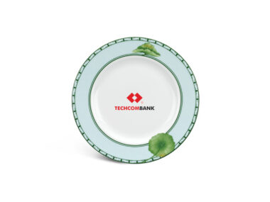 Đĩa Sứ Trắng Minh Long quà tặng Jasmine – Tích Tuyết Thảo In Logo quà tặng Techcombank HG