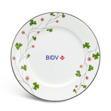 Dĩa tròn 20 cm – Jasmine – Hoa May Mắn In Logo quà tặng BIDV HG