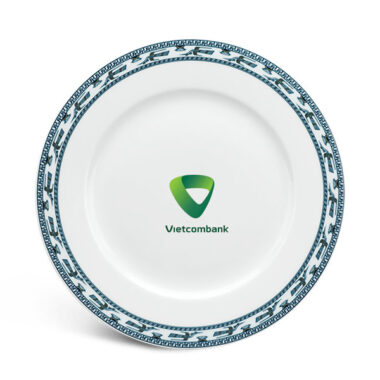 Dĩa tròn 25 cm – Jasmine – Chim Lạc In Logo quà tặng Vietcombank HG