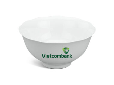 Tô Sứ Trắng Minh Long Loa Kèn 12cm In Logo Vietcombank HG