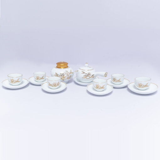 Bộ ấm trà Hoa Lan men Bạch Ngọc chất lượng