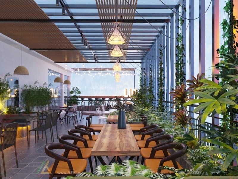 Thiết kế quán cà phê sân thượng phong cách hiện đại